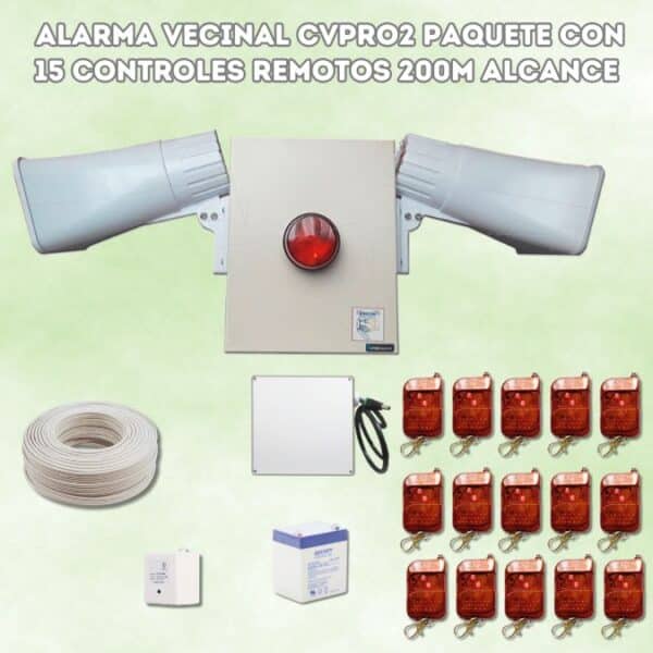 Alarma Vecinal con 2 Sirenas y 15 Controles Remotos: Seguridad Completa para tu Comunidad